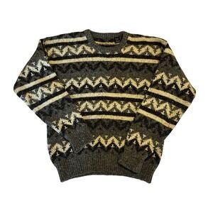 VTG Peter England 3D‎ Chunky Knit Sweater Mens Large Wool Blend Coogi
